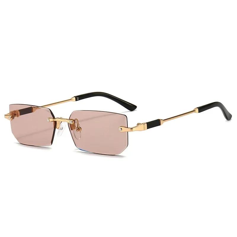 Fashion Rimless Sunglasses for Men Women UV Protection Multi Color Glasses Outdoor Driving Travel Accessories
