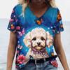 Большие женские футболки с коротким рукавом, принты животных, топы, милые футболки с V-образным вырезом, летняя женская футболка, новинка 2024 года в уличном стиле