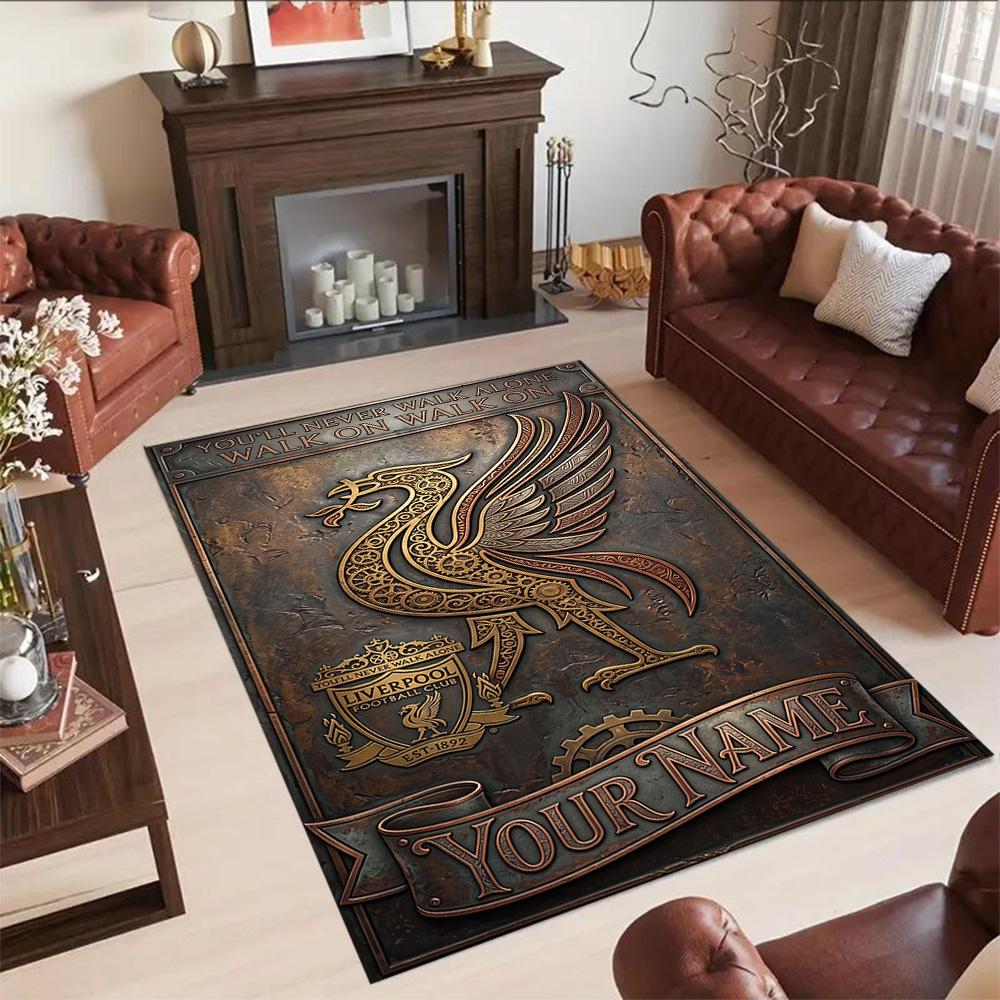Liverpool Team Personalized Name Carpet Perfect For Entryway Decorate Room Study Room Dining Room Antislip Rug Office Home Decor Wedding Party Gift