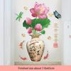 Chinese Style Classical Vase Flower Wall Sticker Rose Lotus Butterfly Decoration Decals Removable Wall Art Home Decor
