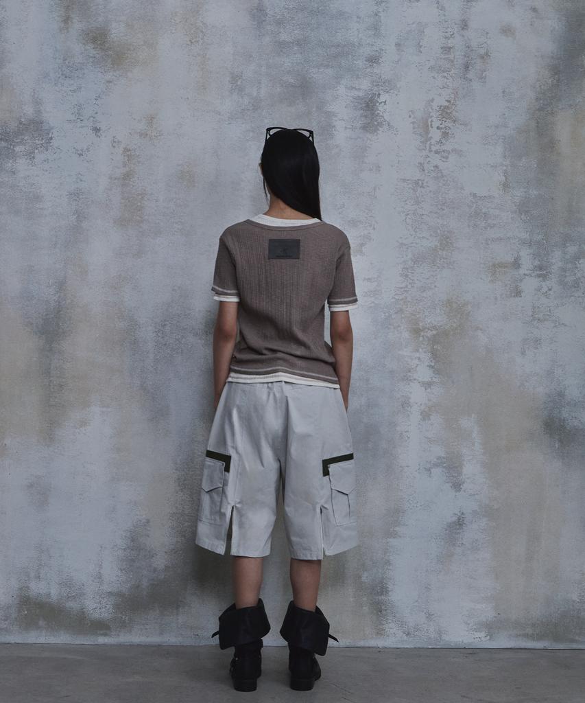 PARADIGMFILM [Ep.02] Slub Layered Henley Neck Knit Top (Beige)