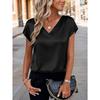 21-Color Women's Satin T-shirt Spring and Summer European and American Women's Clothing New V-neck Satin Casual Top Women