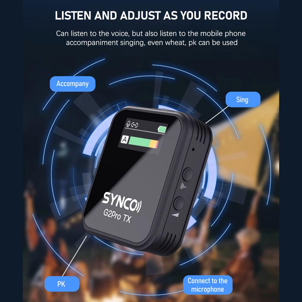 Synco G2A1 Pro Wireless Microphone System with 1 Receiver & 1 Microphones 200M Transmission Range 6