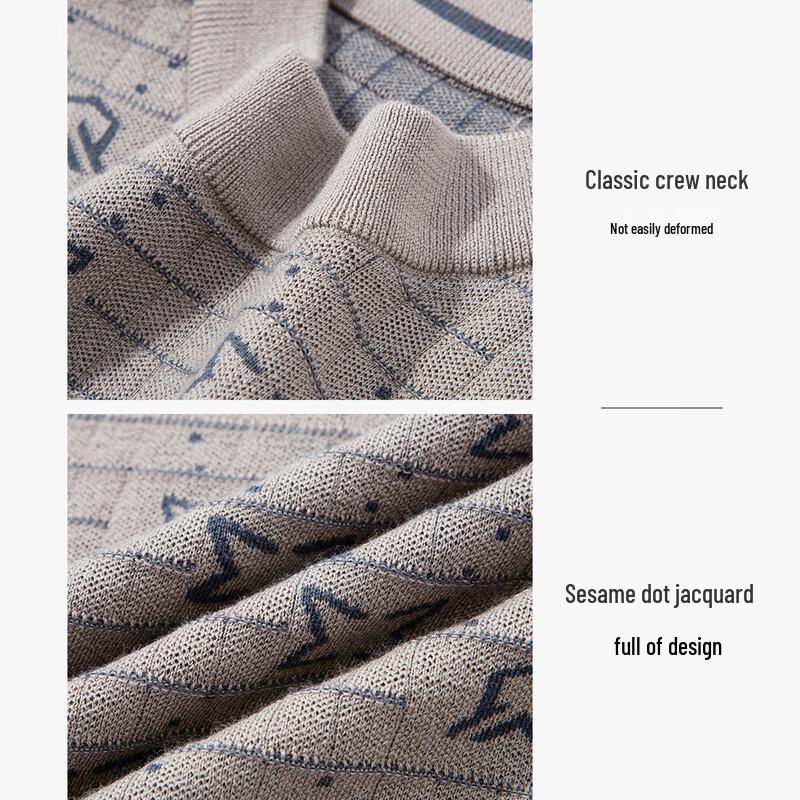 Мужской зимний шерстяной свитер ROJOZ с жаккардовым узором «кунжутная точка»