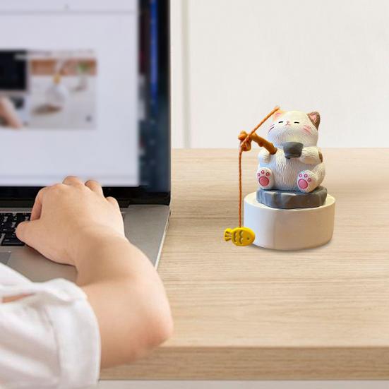 Fishing Animals Figurine Resin Panda Groundhog Capybara Statue Angler Animal Series Ornament