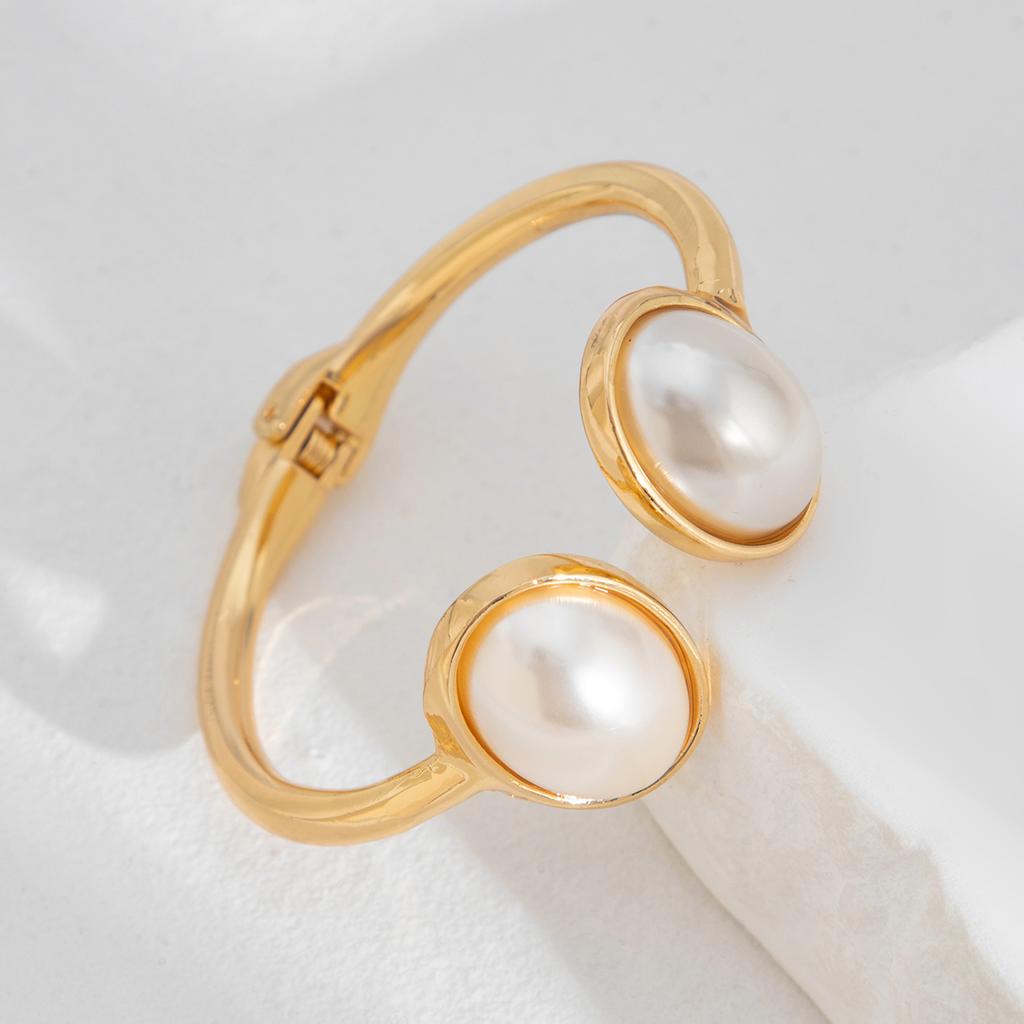 Ingemark 8 Styles Vintage Creative Gold Color Geometric Bangles Women Men Large Imitation Pearl Wide Cuff Bangles Jewelry Gift