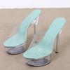 Liyke Summer Fashion Transparent Platform Slippers Sandals Female Open Toe Perspex High Heels Clear Shoes Women Mules Slides