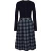 JUZI ANNACAU Retro Plaid Faux Two-Piece Knit Dress