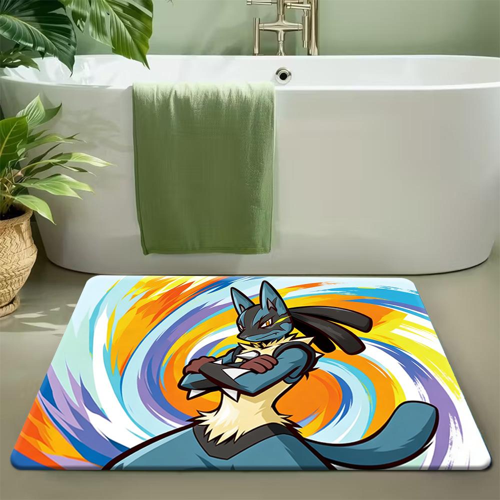 Pokemon Pikachu Starry Meteor Shower Print Non-Slip Doormat, Absorbent Floor Mat for Home Decor