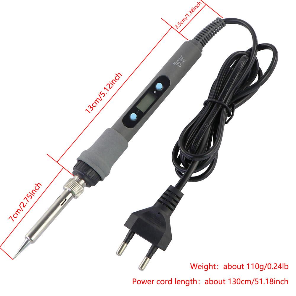 Sumsour 80W Gray Soldering Iron 110V / 220V Adjustable Temperature Digital Display Electric Solder Welding Iron Repair Tools Kit