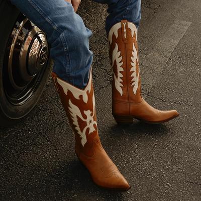 Модные IPPEUM Ковбойские сапоги в западном стиле для женщин Вышивка жар-птицы Кожаные сапоги до колена Кантри Вестерн Коричневые ковбойские туфли Большой размер 44