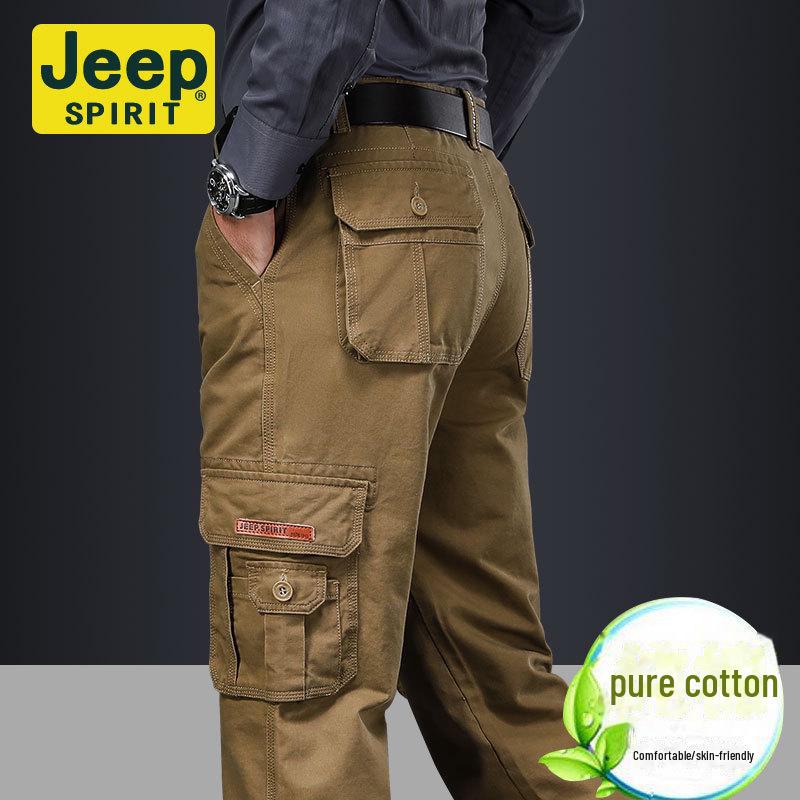 Мужские свободные прямые брюки с несколькими карманами для активного отдыха на открытом воздухе с толстым бархатом