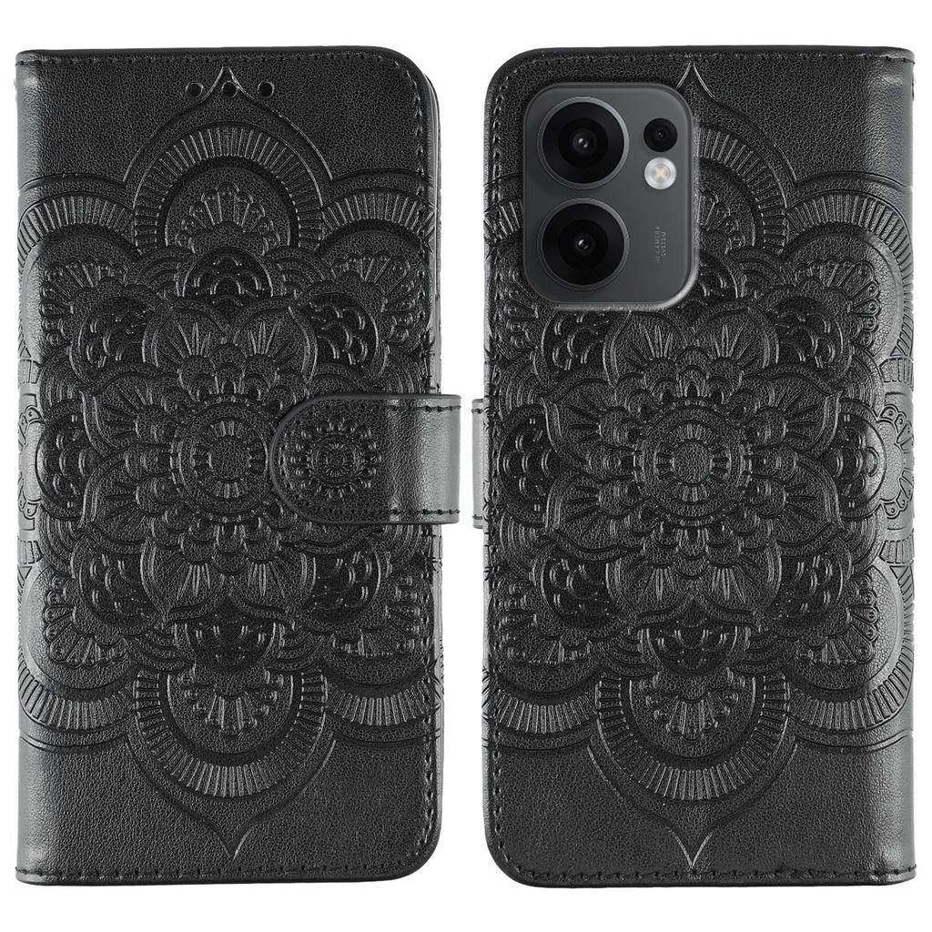 For Oppo Reno13 F 4G/5G Case PU Leather Mandala Imprinted Design Wallet Phone Cover