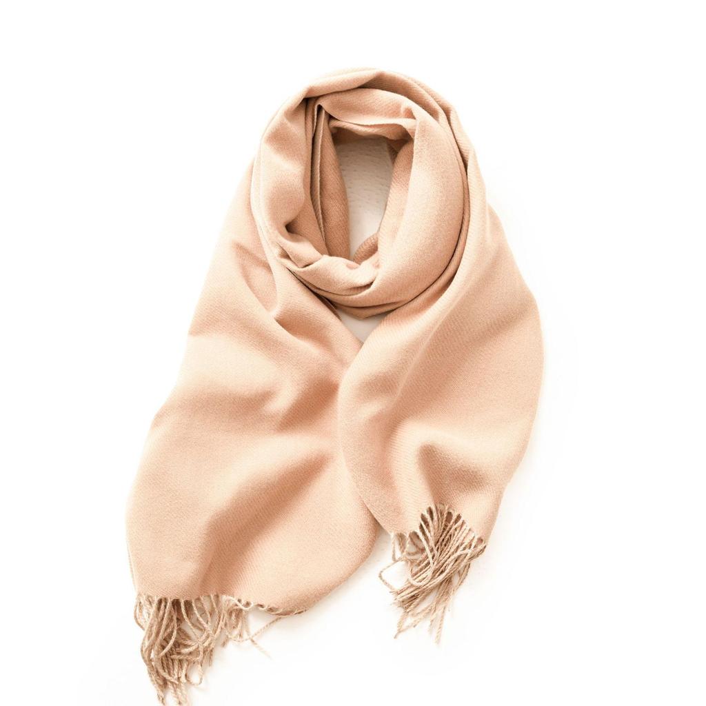 Double Sided Solid Color Scarf For Women's Winter Imitation Cashmere Warm Tassels