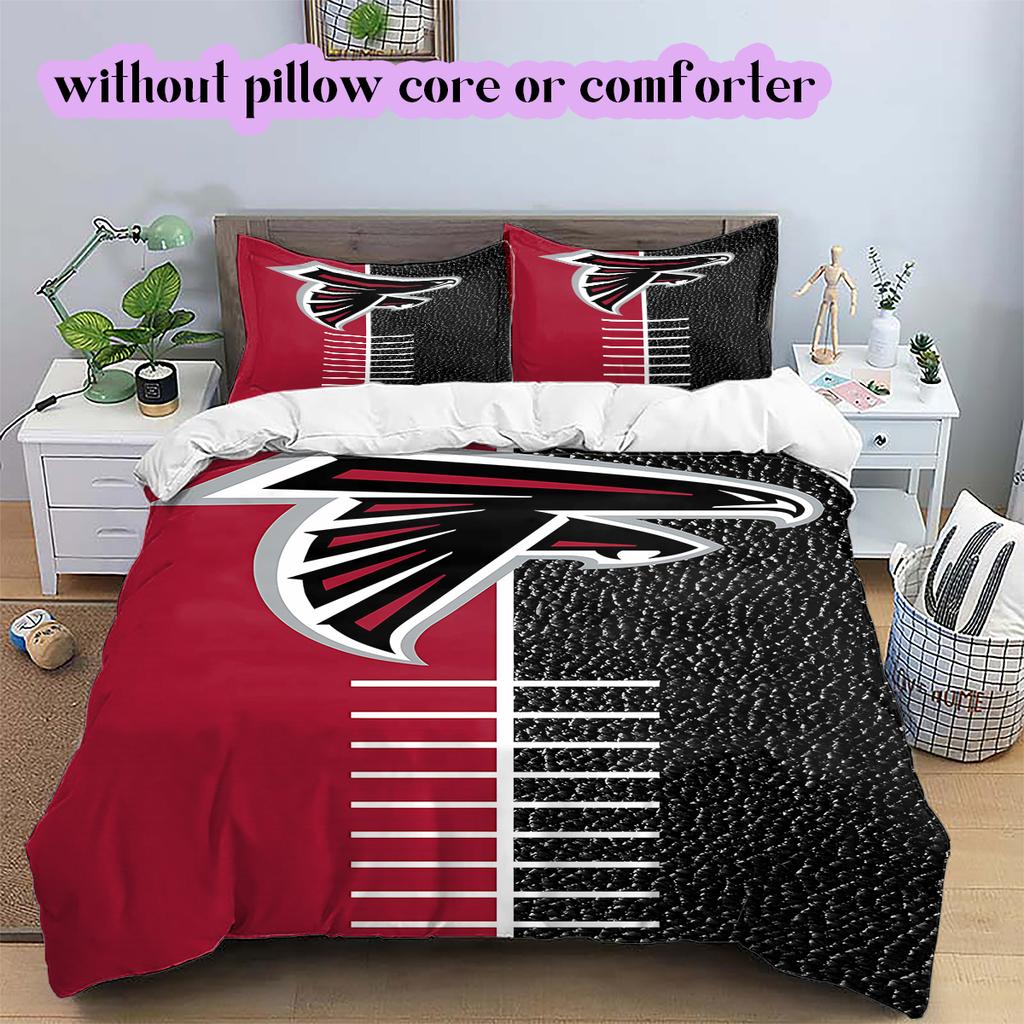 football Logo Pattern Bedding Quilt Set Quilt Cover Pillowcase Home Decoration Birthday Gift (1*duvet cover+ 2*pillowcase, without core)