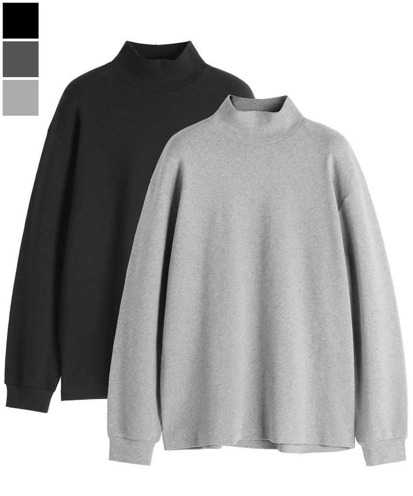 BRENSON Fine Cotton Wide Turtleneck Ribbed T-Shirt ( 3 Colors )