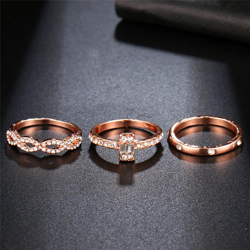 3Pcs/Set Infinity Rings Set Women Girls Crystal Twist Ring Couples Female Engagement Wedding Jewelry