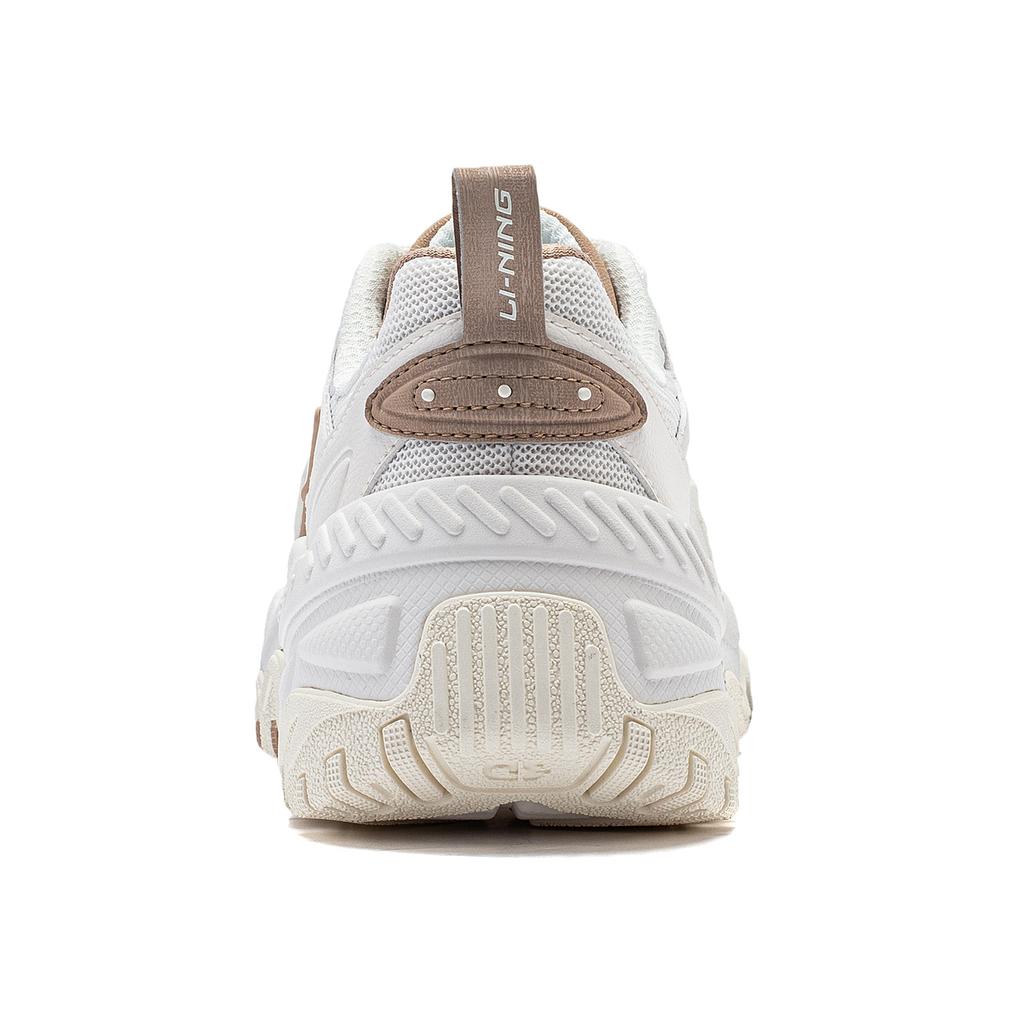 Li Ning Soft Rebound Shock Absorbment Retro Thick Sole Up Incovering Low Top Casual Shoes Women sneakers White AGCT424-1