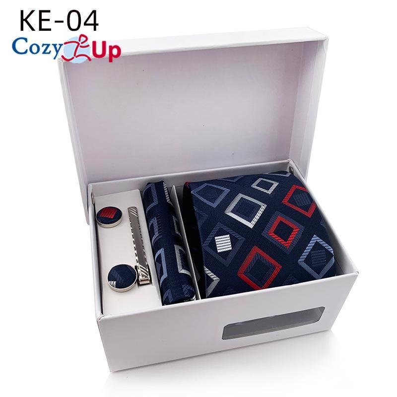 Cozy Up Ties for Men Set with Pocket Square Cufflink and Tie Clip | Necktie Handkerchief In Gift Box for Wedding