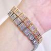 WWJ Изысканные аксессуары для рук молодой женщины, блестящий квадратный циркониевый теннисный браслет, свадебные украшения, пара