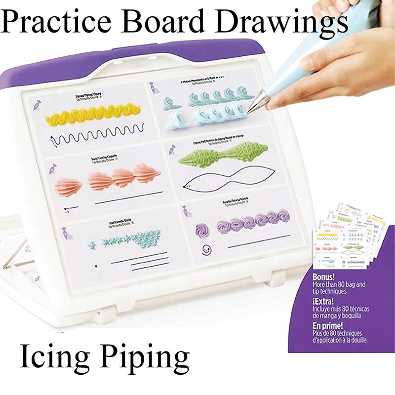 23pcs Icing Piping Nozzles Practice Drawings Board Cake Pastry Beginner Practice Paper Fondant Decorating Accessories