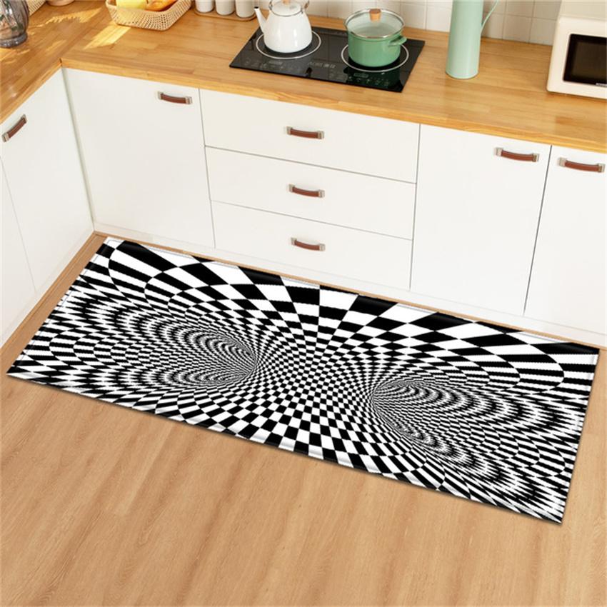 Magic Photo Rug for Kitchen Entrance Doormat 3D Vortex Illusion Pattern Printed Dining Room Rugs Multicolour Home Decoration