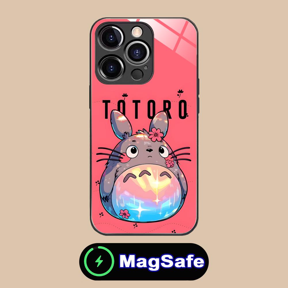Аниме Милый S-Тоторо Чехол для Телефона для iPhone 16 15 14 13 12 11 Pro Max Plus Mini MagSafe Стекло Цветная Печать Красивый Смартфон