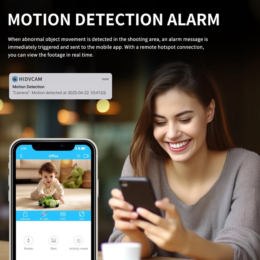 Беспроводная WiFi-камера 1080P HD, камера видеонаблюдения с обнаружением движения и ночным видением, радионяня для ребенка/питомца/няни
