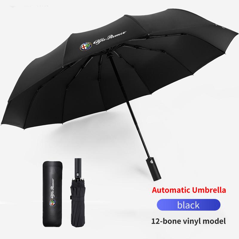 Car Logo Automatic Umbrella Large Folding Rain and Sunshine Auto Accessories For Alfa Romeo Giulietta 940 2014 2015 2016 2017