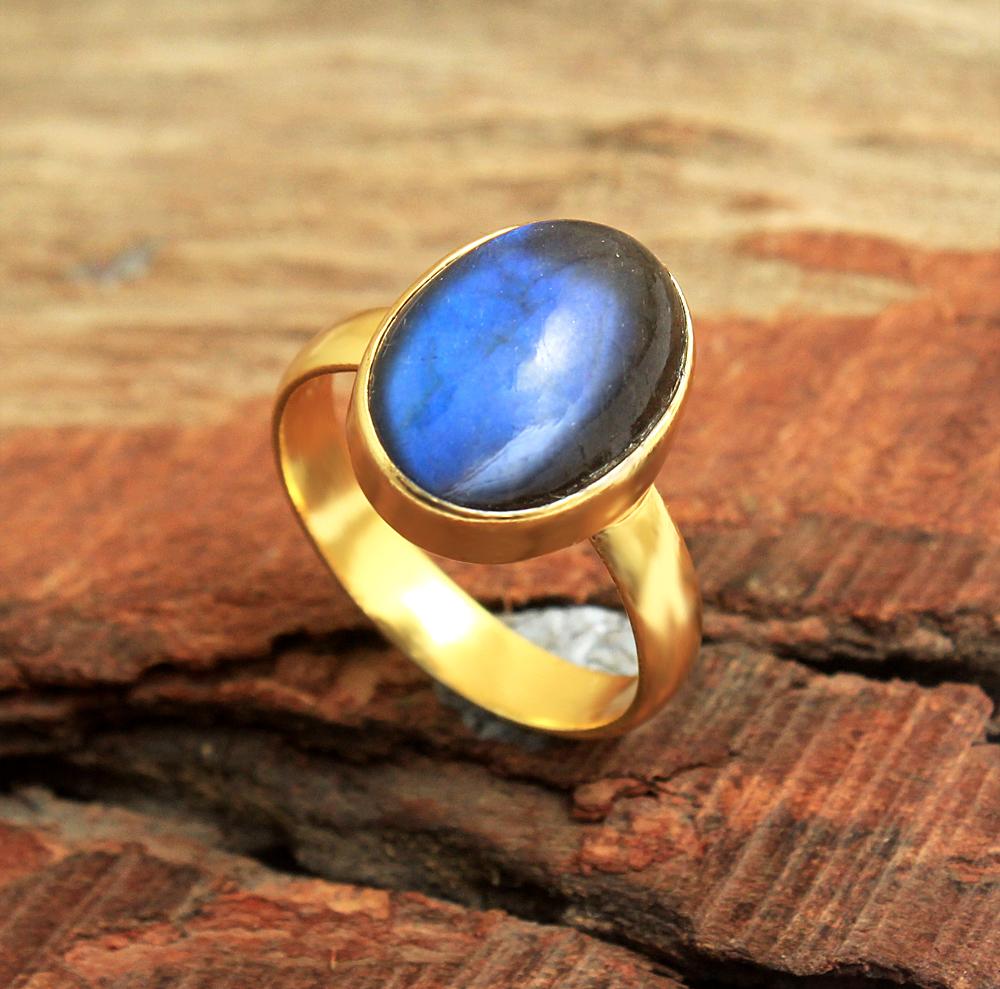 Labradorite Ring, Gold Plated Jewelry, Handmade Ring, 925 Sterling Silver, Statement Ring, Women Ring