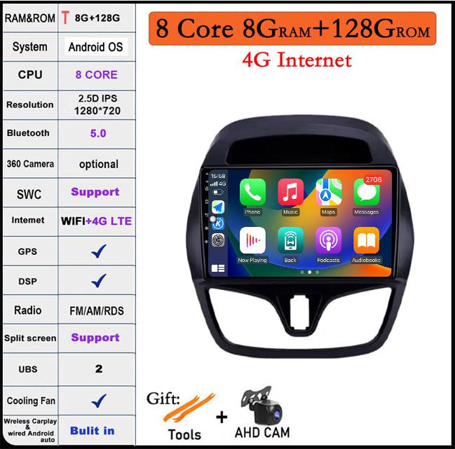 9-дюймовый IPS QLED для Chevrolet spark 2015-2018 DSP Android 14 автомобильный радиоприемник мультимедиа видеоплеер навигация стерео GPS монитор