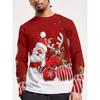 Men Fashon Polyester Comfortable T Shirts Sports Christmas 3D Print Loose Round Neck Long Sleeve T-shirt Top