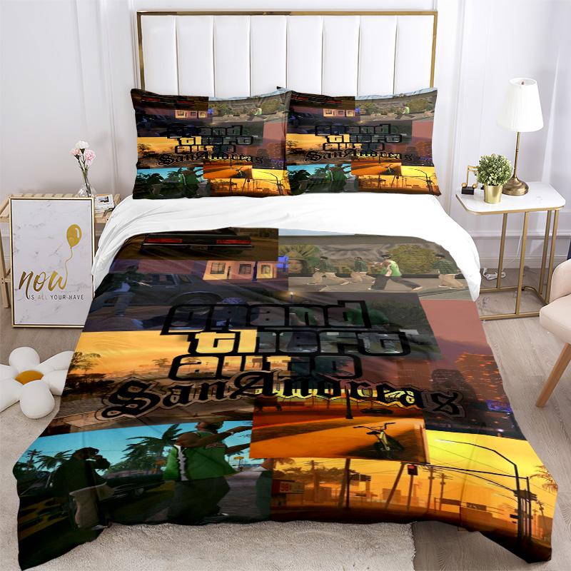 San Andreas Cityscape Bedding 3 Piece Set Hd Print Duvet Cover Pillowcases For Teens Adult Bedroom Decoration Christmas Gift C9211783