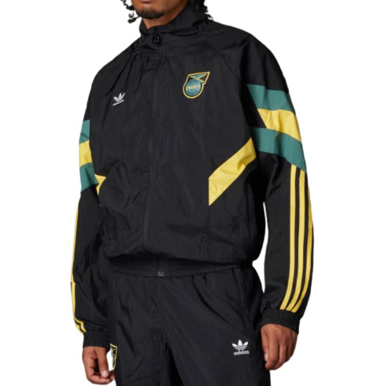 Adidas Оригинальная куртка с логотипом, воротником-стойкой, свободного кроя, на молнии, с длинным рукавом, мужская куртка, черная, IN5568