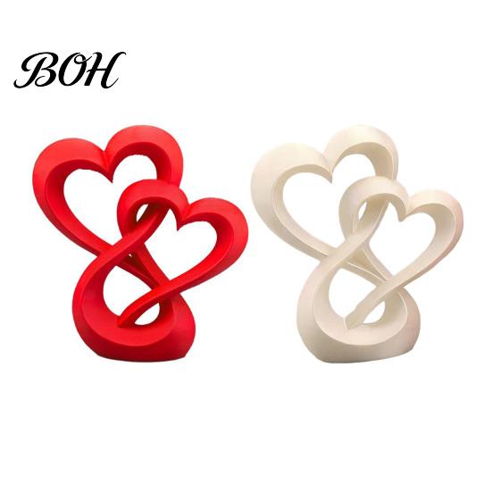 Wedding Room Ornament Intertwined Hearts Figurine, 3D Printed Love Statue, Table Living Display Decor Centerpiece Sculpture for Romantic Gift
