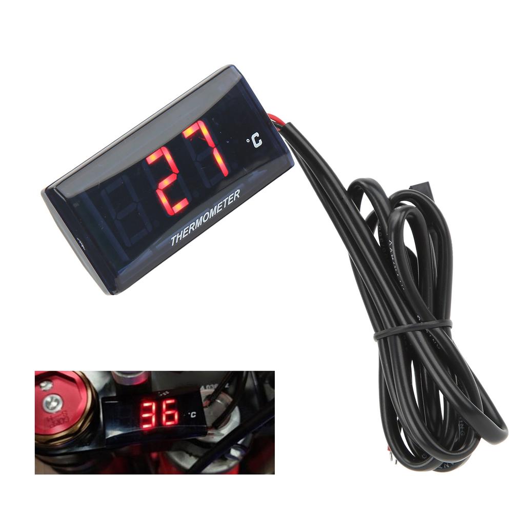 Motorcycle 12V LCD Screen Slim Water Temperature Gauge With 16mm Tee for Motorbike