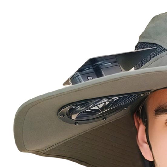 Шляпа с вентилятором Широкополая шляпа для улицы с двухрежимным вентилятором Зарядка от солнечной батареи/USB Пеший туризм Велоспорт Рыбалка Солнцезащитная шляпа