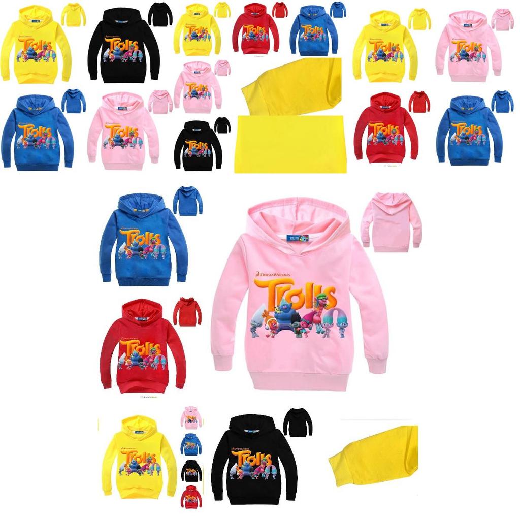 Толстовка с капюшоном Poppy Bobble из мультфильма Dreamworks Trolls для детей Мягкая и стильная хлопковая одежда