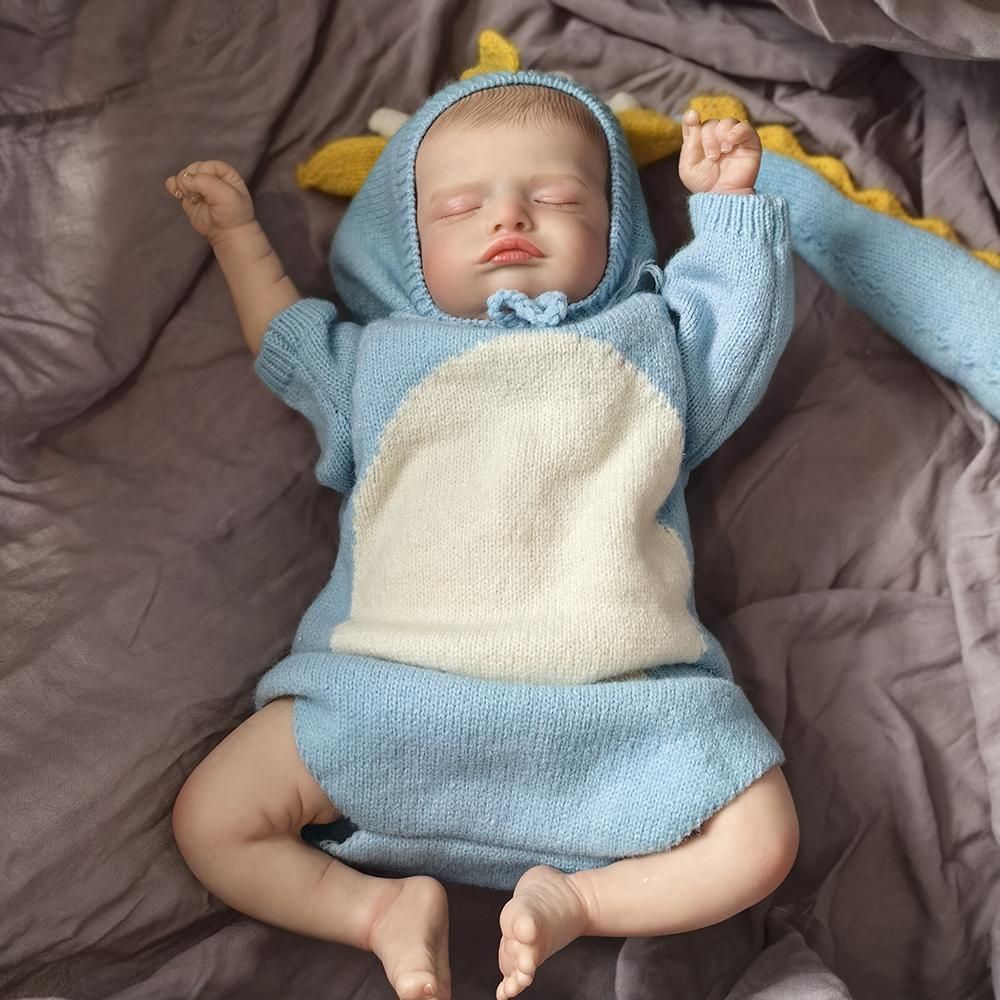 Realistic 3D Painted Skin Reborn Baby Dolls Cloth Body 46 Cm Close Eyes Bebe Reborn Doll Looks Like Sleeping Fashion Gift Toy