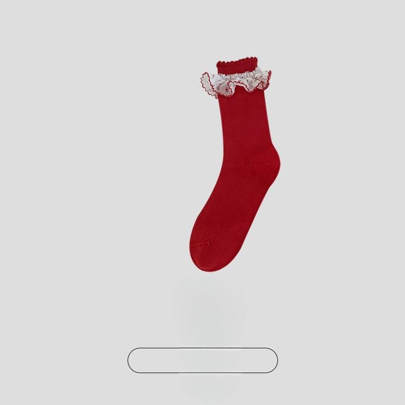 Женские весенне-осенние носки-гольфы из красной сетки с кружевом, бесшовные, дышащие, дезодорирующие