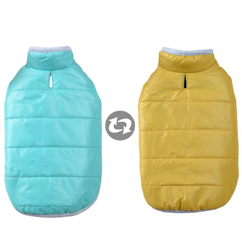 Двусторонняя зимняя куртка-пуховик для собак, водонепроницаемая, утолщенная, теплая одежда для собак маленьких и средних пород, костюм для кошек, пальто для французского бульдога