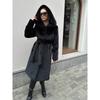 Норка искусственный мех меховая куртка удлиненное пальто из искусственного меха с капюшоном пояс плюшевая одежда