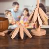 1 Set Christmas Tree Coaster with Base 4 Layers Tree Shape Wooden Trivet Anti-scald Heat Resistant Countertop Pot Pan Coffee Tea Cup Holder