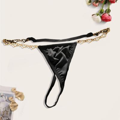 Женские стринги G-string, сексуальные трусики Т-образного кроя с низкой посадкой, больших размеров, дерзкие, со стразами в виде сердечка и цепочкой