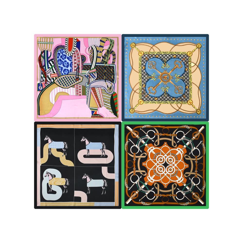 Women'S New Fashionable Atmosphere Simulation Silk Scarf Neck Protection Scarf Spring Summer Autumn Square Scarf