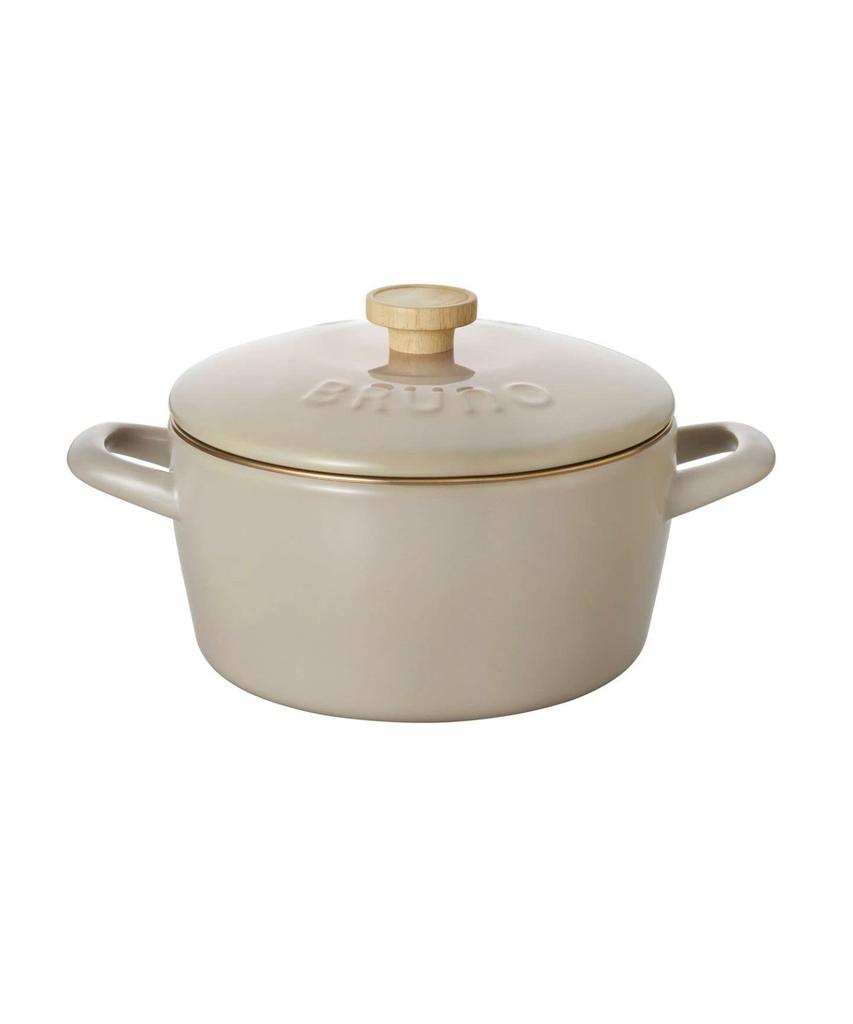 BRUNO 20cm Deep Enamel Pot with Direct and Gas Fuji Enamel Lid, Induction, Heat, Compatible, Collaboration, Greige, BHK280-GRG