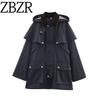 Za New Fall Women's Clothing 2025 Fashion Wind Stylish Contrast Color Neckline Anorak 3811246 407