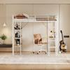 Metal Bed Strong Carrying Capacity with Computer Desk Storage Shelves Ladder Iron Frame Children Bunk Fall Protection Grilles Home Furniture Loft
