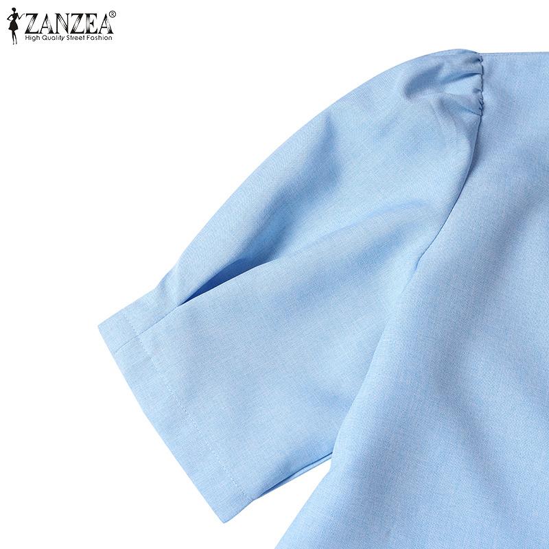 ZANZEA Женская повседневная летняя бандажная блузка с коротким рукавом