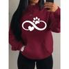 Креативные худи с принтом кошачьей лапы и надписью «Love» с креативным дизайном и узором в виде сердца, женские, модные, повседневные, уличная одежда, свободные